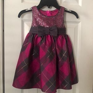Iris & Ivy toddler dress with sequins and plaid design.